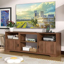 Fluted TV Stand for Tvs up to 80",Mid Century Modern TV Stand with Open Adjustable Shelf,Entertainment Center Wood TV Media Console with Cord Holes,TV Stand for Living Room Furniture Bedroom,Walnut by CozyNest Decor