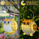 2 Pack Hanging Solar Lanterns - Garden Light Waterproof Metal Decorative Solar Lantern Lights Outdoor for Patio Yard Table Pathway with Owl Pattern by CozyNest Decor