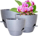 Big Self Watering Pots 12/10/9 inch, Planter, Plant Pots with Mesh Drainage Holes for Indoor Outdoor Garden Plants, Plastic Flower Pots with Removable Deep Reservoir, Speckled Grey by GreenHaven Gardens