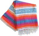 Del Mex Classic Mexican Blanket, Large Authentic Woven Falsa Throw (70"x50"), Artisan Southwest Décor for Beach, Yoga, Outdoors (Orange/Pink/Blue) by CozyNest Decor