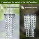 Hanging Solar Lantern Outdoor, 2 Tiers 21” Solar Transparent Acrylic Beaded Chandelier with Cool White LED S Hooks for Garden Yard Patio Gazebo Outside Decor by CozyNest Decor