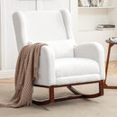 Rocking Chair Nursery,Teddy Nursery Rocking Chairs with Foot Rest, Sherpa Nursing Chair Glider Rocker with Wingback and Pillow for Living Room, Bedroom, White by TinyTreasures Baby Boutique