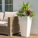 WORTH Garden Large 28 in.Tall Planters Set of 2 for Indoor and Outdoor, Heavy Duty Plastic White Modern Taper Flower Plant Pots with Drainage Hole and Dual-Purpose Tray for Front Porch, Patio by CozyNest Decor
