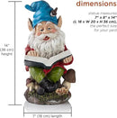 Alpine Corporation 14" Tall Outdoor Garden Gnome Reading a Book Yard Statue Decoration by GreenHaven Gardens