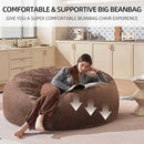 Bean Bag Chair 5Ft, Memory Foam Filled, Large Beanbag Chairs for Adults and Teens, Soft Sofa with Removable Flannel Cover, Round Couch for Living Room Bedroom College Dorm (Coffee, 5FT-60×60"×24") by CozyNest Decor