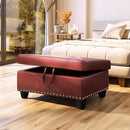Ottoman Rectangular Storage Ottoman Bench, Faux Leather Footrest, Coffee Table, Stool Footstool with Hinged Lid for Living Room, Bedroom, Entryway, Red, 28.5"x19"x17.5" by CozyNest Decor