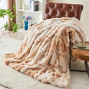 RYNGHIPY Faux Rabbit Fur Bed Throws Fluffy Warm Throw Blanket for Sofa Couch Soft Plush Decorative Blanket Thick and Heavy Cute Bubble Furry Blanket (Light Tan, 63''x79'') by CozyNest Decor