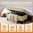 Ottoman Rectangular Storage Ottoman Bench, Flannel Footrest Stool Footstool with Lid for Living Room, Bedroom, Entryway, Light Brown, 28.5"x19"x17.5" by CozyNest Decor