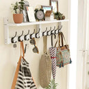 AMBIRD 34.2" L Wooden Wall Coat Hooks with Shelf - Versatile and Decorative Wall-Mounted Storage - 10 Hooks for Hanging Coats, Hats, Keys, Bags, Scarves - Ideal for Entryways, Bedrooms, Closets(White) by CozyNest Decor