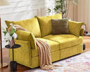 Oversized Loveseat Sofa, Modern Modular Sectional Couch Yellow Fluffy Chenille Mid Century 2-Seat 24.5" Deep Seat for Apartment, Living Room, Bedroom by CozyNest Decor