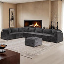 HOOOWOOO Modular Sectional Sofa,8 Pieces Sectional Couches for Living Room,164X66 L Shaped Cloud Couch with Ottoman Chaise Set(Grey Velvet Corduroy) by CozyNest Decor