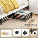 Under Bed Storage with Wheels-Large Bamboo Underbed storage Containers with Large Dust Bag Stackable Under the Bed Shoe Storage Bins for Clothes Books Bedding (2 Packs Black, 33.07"L×16.54"W× 6.5"H) by CozyNest Decor