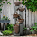 Naturefalls 39” H Modern Outdoor Fountain - 5 Crocks Outdoor Garden Fountains with Contemporary Design&LED Light for Garden, Patio, Deck, Porch, Backyard and Home Art Decor by GreenHaven Gardens