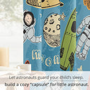 Kids Astronaut and Rocket Blackout Curtains - 100% Blackout, Thermal Insulated, Noise Reducing, Bring The Cosmos Closer to Your Kid’s Room, 2 Panels (Moonbound Adventure, W52×L63) by TinyTreasures Baby Boutique