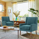 COLAMY Modern Wingback Living Room Chair, Upholstered Fabric Accent Armchair, Single Sofa Chair with Lounge Seat and Wood Legs for Bedroom/Office/Reading Spaces, Teal by CozyNest Decor