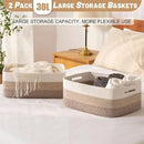 Large Storage Basket for Organizing, Woven Rope Basket for Shelves, Closet Organizer Bins for Clothes, Blanket, Toys, Baby Nursery Storage, 17.7" x 13" x 7.87", 2 Packs Gradient Yellow by CozyNest Decor