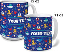 Personalized Mug for Kids - Nautical - Custom Name/Text, Ceramic Hot Chocolate/Cocoa/Coffee Cup for Boys/Girls, Birthday/Christmas/Holiday Gift - 15 oz, Light Blue Handle by TinyTreasures Baby Boutique