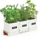 PERFNIQUE Indoor Herb Garden, Herb Garden Planter Set with Tray, Farmhouse Indoor Plant Pots, Windowsill Herb Garden with Drainage(Planter only) for Indoor/Outdoor, Window Pots(White) by GreenHaven Gardens