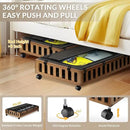 2 Pack Bamboo Under Bed Storage with Wheels, 39”x20”x7.8” Lager Under Bed Storage Containers (Brown) by CozyNest Decor
