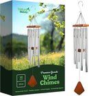 Nature’s Melody Premiere Grande Tunes Wind Chimes – Outdoor Windchime with 6 Tubes Tuned to E Pentatonic Scale, Rustproof Aluminum, Beech Wood & S Hook Hanger for Sympathy, Memorial Gift or Zen Garden by CozyNest Decor