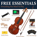 Cecilio 1/2 Size Natural Varnish Violin for Beginners, Hand-Carved Solid Spruce Top, Maple Back & Sides, Full Fiddle Kit with Hard Case, Bows, Rosin, Shoulder Rest, Lesson Book by TinyTreasures Baby Boutique