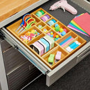 Juvale Drawer Organizer Tray - 14 x 10 x 2 In Brown Bamboo - 8 Adjustable Dividers for Custom Storage - Silverware & Utensil Organizer - Desk Drawer Divider - Versatile Wooden Divided Tray by CozyNest Decor
