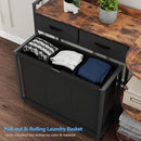 L Shaped Laundry Hamper Laundry Basket with 3 Section Pull-Out Rolling Bags & 3-Tier Storage Shelf, Laundry Sorter for Organization and Storage with 2 Drawers for Laundry Room by CozyNest Decor