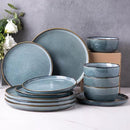 GBHOME Ceramic Dinnerware Sets for 6, 18 Pieces Stoneware Plates and Bowls Sets, Scratch Resistant Dishes, Dishwasher & Microwave Safe, Space Blue by CozyNest Decor