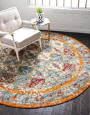 Unique Loom Rosso Collection Vintage, Traditional, Bohemian, Geometric, Distressed, Southwestern Area Rug, 8' 0" x 8' 0", Beige/Orange by CozyNest Decor