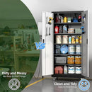 Metal Garage Storage Cabinet with Wheels & Pegboard, Lockable Metal Storage Cabinets with 2 Doors&5 Adjustable Shelves for Garage&Home,Assembly Required,Black Gray 71''H x32''W x16''D by GreenHaven Gardens