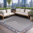 Beverly Rug Outdoor Rug 8x10 Modern Bordered Area Rugs for Indoor and Outdoor Patio Easy to Clean Non Shedding Living Room Porch Garden Washable Outside Carpet (8 x 10 Gray) by CozyNest Decor