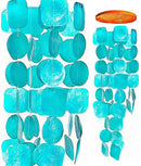 Bellaa 20744 Wind Chimes Outdoor, Garden Decorations, Musical, Indoor/Outside Windchimes, Beach, Ocean Breeze, Gifts for Mom, Gift for All Occasions, Capiz Sea Glass Shells Wood Turquoise Blue by CozyNest Decor