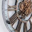 The Gears Clock 36'' Inch Real Moving Gear Wall Clock Vintage Industrial Oversized Rustic Farmhouse (Vintage Grey and White) by CozyNest Decor