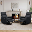 Swivel Rocker Recliner Chairs Set of 2, Upholstered Fabric Nursery Rocking Glider Chair with Adjustable Backrest and Footrest, Lay Flat Recliner Single Lazy Sofa for Living Room(Black) by TinyTreasures Baby Boutique