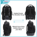 NEW TILAMI 18 inch Rolling Backpack for Kids - Waterproof, Stair-Climbing, Durable, Personalized Design for School, Travel, Black by TinyTreasures Baby Boutique