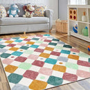 jinchan Area Rug 4x6 Kids Washable Indoor Floor Cover Non-Slip Modern Soft Rug Elementary School Classroom Colorful Diamond Carpet for Nursery Playroom Daycare Bedroom Living Room Confetti on Cream by CozyNest Decor