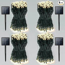 4-Pack Total 800 LED Solar String Lights for Outside, Solar Christmas Lights Outdoor Waterproof, Green Wire Solar Tree Lights with 8 Lighting Modes for Xmas Wedding Party Garden Decoration(Warm White)