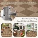 Lahome Checkered Easy Jute Rug 8x10, Washable Rugs for Living Room Dining Room Farmhouse Indoor Outdoor Mat, Neutral Checkerboard Non Slip Black Carpet for Office Backyard Patio by CozyNest Decor