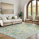 Wonnitar Machine Washable Area Rugs 9x12, Soft Sage Green Floral Rug for Living Room Bedroom, Ultra-Thin Large Foldable Boho Carpets for Playroom Classroom Dining Room by TinyTreasures Baby Boutique