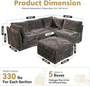 Modular Sectional Sofa, 130.7" L Shaped Couch Set for Living Room, 4-Seater Comfy Cloud Couches with Movable Ottoman, DIY Combination, Plush Corduroy, Gray by CozyNest Decor