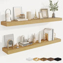 fuqing Floating Shelves for Wall, Bathroom Shelf Wall Mounted for Storage, Shelves with Invisible Bracket for Bedroom, Kitchen, Living Room, Farmhouse Small Book Shelf, 48 Inch Set of 2, Oak by CozyNest Decor