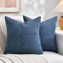 Fancy Homi 2 Packs Dusty Blue Samll Decorative Throw Pillow Covers 14x14 Inch with for Couch Bed Sofa, Rustic Farmhouse Boho Home Decor, Soft Corss Patchwork Corduroy Square Cushion Case 35x35 cm by CozyNest Decor