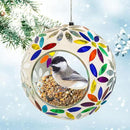 Sunnydaze 6-Inch Glass Mosaic Hanging Bird Feeder for Outdoors - Fly-Through Wild Bird Feeder - Rainbow Daisies by GreenHaven Gardens
