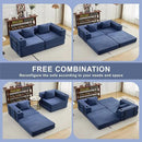 78" W Loveseat Sofa, 4 in 1 Convertible Floor Sofa Bed, Boneless Cloud Couch with Cup Holder, Fold Out Floor Couch, Loveseat Recliner Sleeper for Living Room Bedroom Lounge(Corduroy, White)