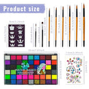 Face Painting Kit, 54 Colors Water Activated Face Paint Palette with Stencils, Brushes, Gems for Halloween Makeup, Parties, Carnival, School Event & Festivals by TinyTreasures Baby Boutique