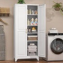 75" Kitchen Pantry Cabinet, White Metal Storage Cabinets with 2 Doors and 4 Adjustable Shelves, Tall Pantry Storage Cabinet for Kitchen, Dining Room, Living Room by CozyNest Decor