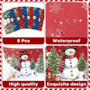 Winter Christmas Placemats Set of 6 Red Blue Snowman Plastic Table Mats Christmas Tree Birds Place Mats Washable Vinyl Seasonal Winter Table Decoration for Indoor Outdoor Party Kitchen Dining by CozyNest Decor