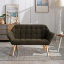 48" Small Loveseat Sofa, Modern Sherpa Mini Sofa Couch 2-Seater Fluffy Love Seat with Quilting Backs and Wood Legs for Living Room, Bedroom and Small Space, Green by CozyNest Decor