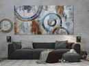 Arjun Abstract Wall Art Geometric Canvas Circle Block Painting Modern Grey Brown Picture Simple Textured Artwork Framed for Bedroom Living Room Home Office Wall Décor, Extra Large 58"x29" by CozyNest Decor