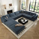 157.5" Cloud Couch Oversized Modular Sectional Sofa for Living Room,Modern Sofa with Deep Seat，8 Seater Boneless Couch with 2 Ottoman,Comfy Upholstered Couches for Apartment, Studio, Office,Blue by CozyNest Decor